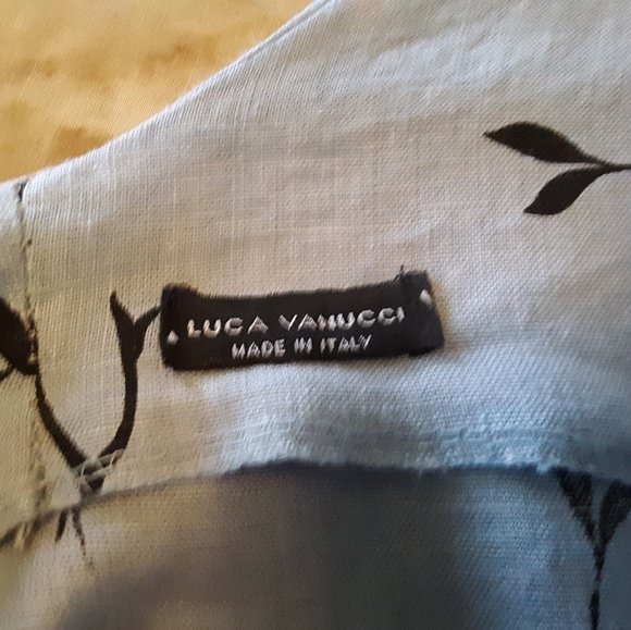 Luca Vanucci Powder Blue And Pink Print 100% Linen Sleeveless Top - Picture 5 of 7